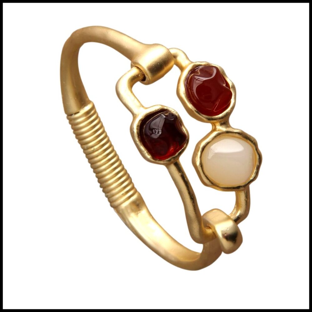 Gold Cuff Bracelet Open Bangle Stackable Boho Jew… - image 1